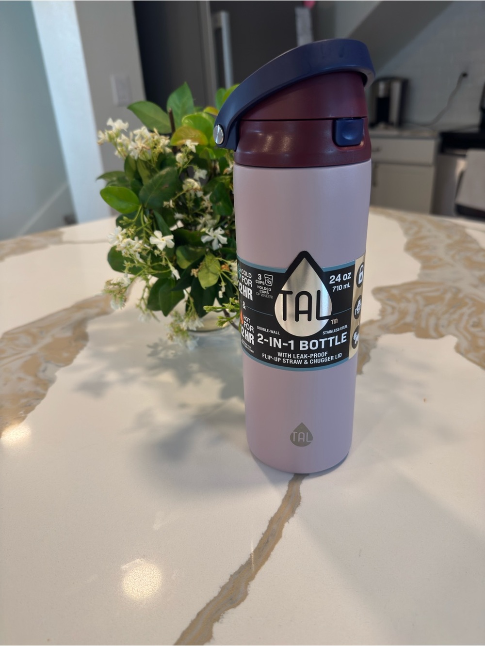 TAL 2-in-1 Travel Bottle in Mauve with Plum Lid